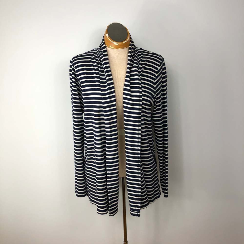 L. L. Bean‎ Supima cotton striped open cardigan Med